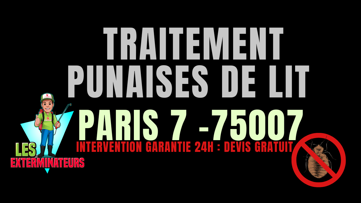 Traitement professionnel des punaises de lit à Paris 7 (75007) par Les Exterminateurs – intervention rapide et garantie à Invalides, École Militaire, Gros-Caillou.